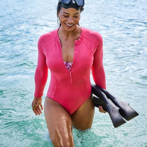 Athleta Other - Athleta Womens Sun Shield One Piece Rashguard in 'Salvia Pink', Size M Tall, NWT